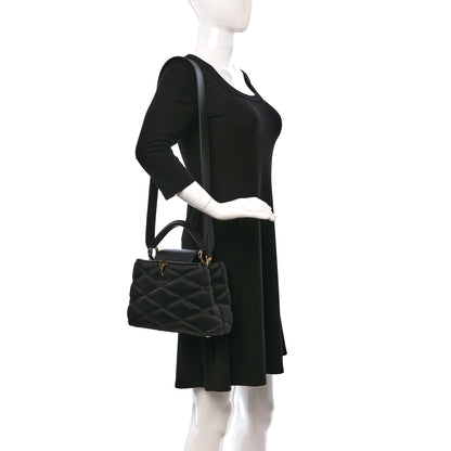 Louis Vuitton Calfskin Pleated Capucines BB Black 2 of 12