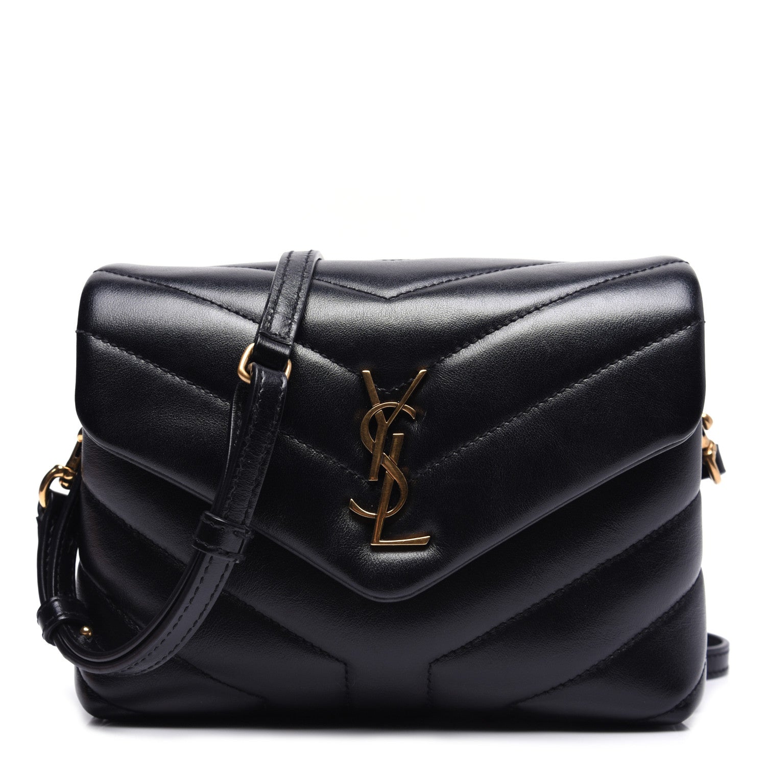 Saint Laurent Calfskin Y Quilted Monogram Toy Loulou Crossbody Bag Black 1 of 12