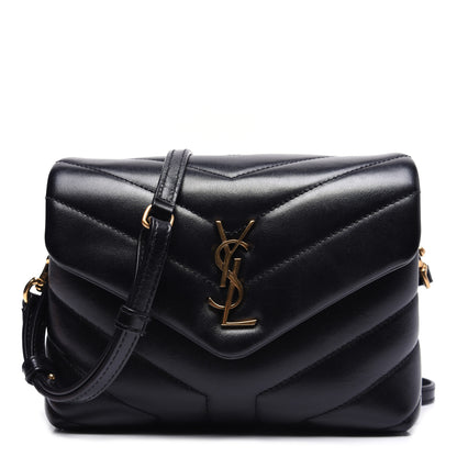 Saint Laurent Calfskin Y Quilted Monogram Toy Loulou Crossbody Bag Black 1 of 12