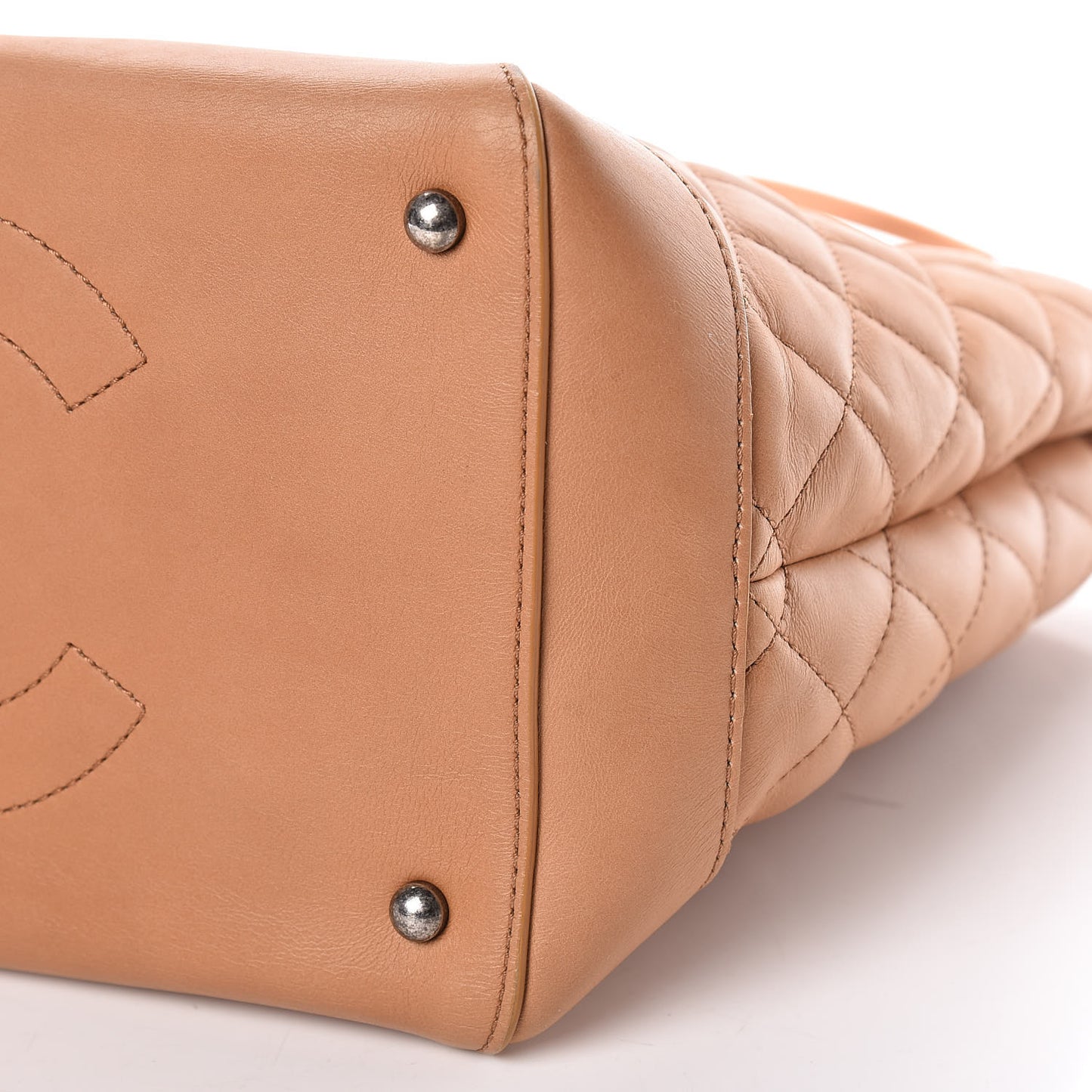 Calfskin Quilted Small Easy Shopping Tote Dark Beige