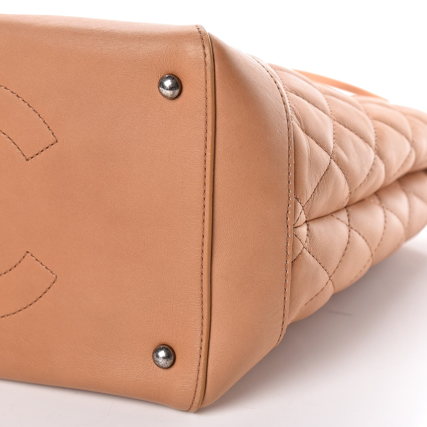 Chanel Calfskin Quilted Small Easy Shopping Tote Dark Beige 10 of 11