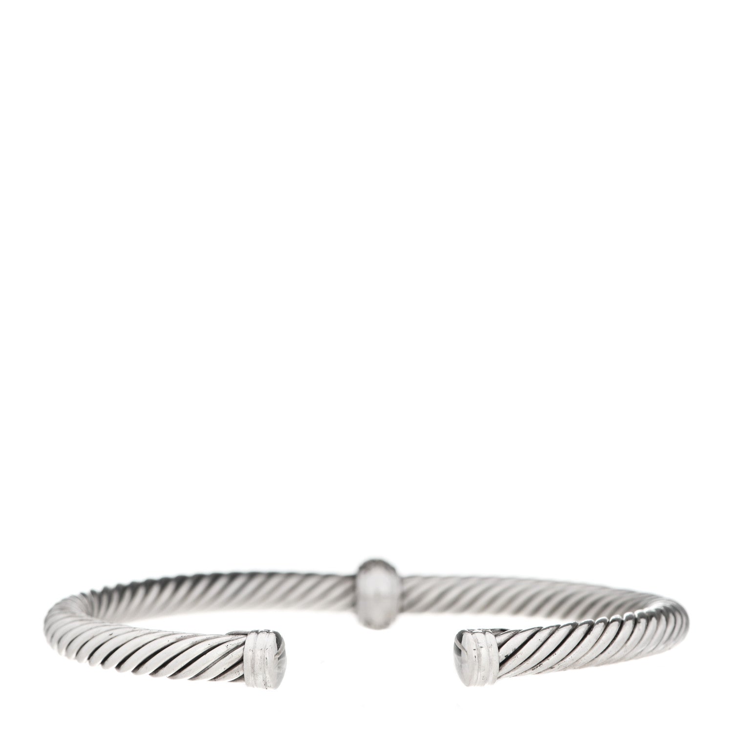 David Yurman Sterling Silver 18K White Gold Diamond 5mm Cable Classics Station Bracelet 2 of 4