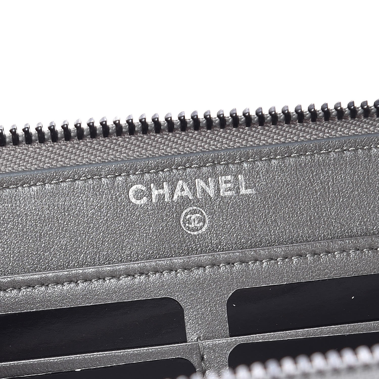 Chanel Metallic Galuchat Stingray Zip Around Wallet Silver 6 of 11