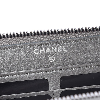 Chanel Metallic Galuchat Stingray Zip Around Wallet Silver 6 of 11