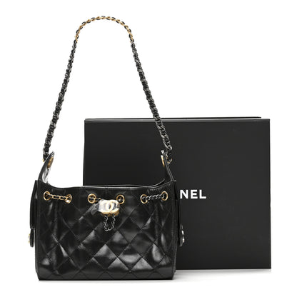 Chanel Shiny Crumpled Quilted Mini Chanel 25 Handbag Black 11 of 11