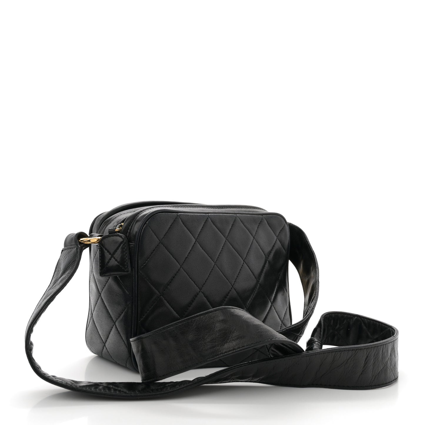 Lambskin Quilted Small Diamond CC Camera Case Black