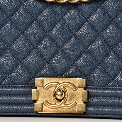 Chanel Caviar Quilted Medium Boy Flap Blue 13 of 14