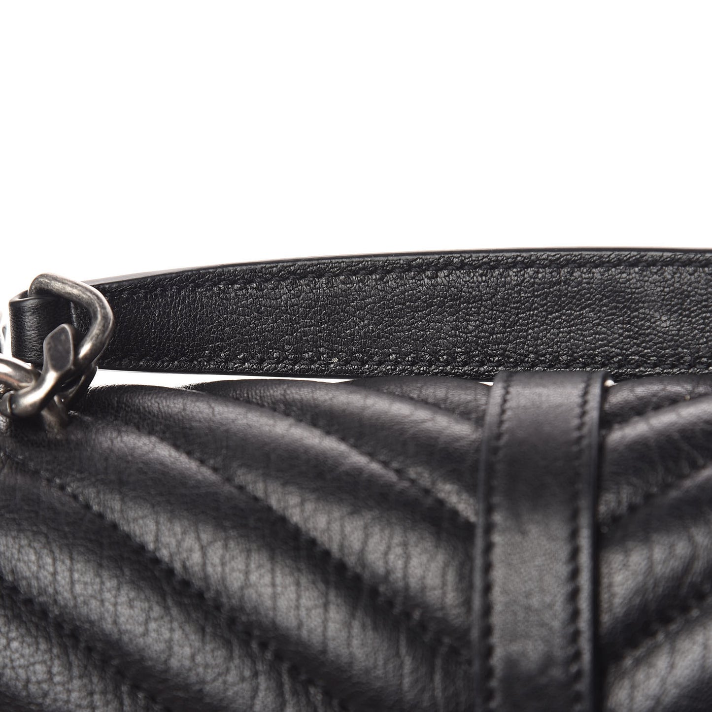 Sheepskin Matelasse Chevron Monogram Medium College Bag Black