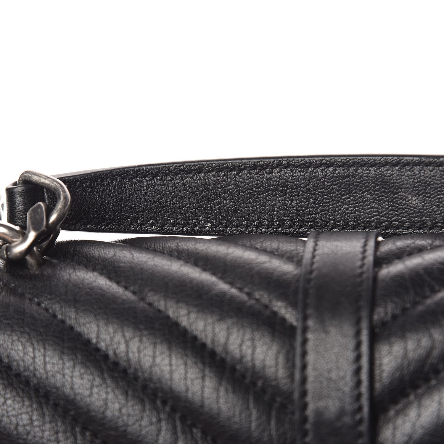 Saint Laurent Sheepskin Matelasse Chevron Monogram Medium College Bag Black 10 of 11