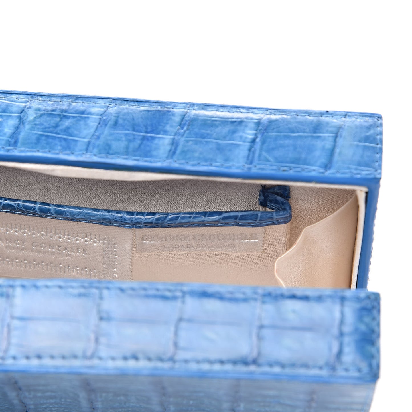 Crocodile Box Clutch Blue