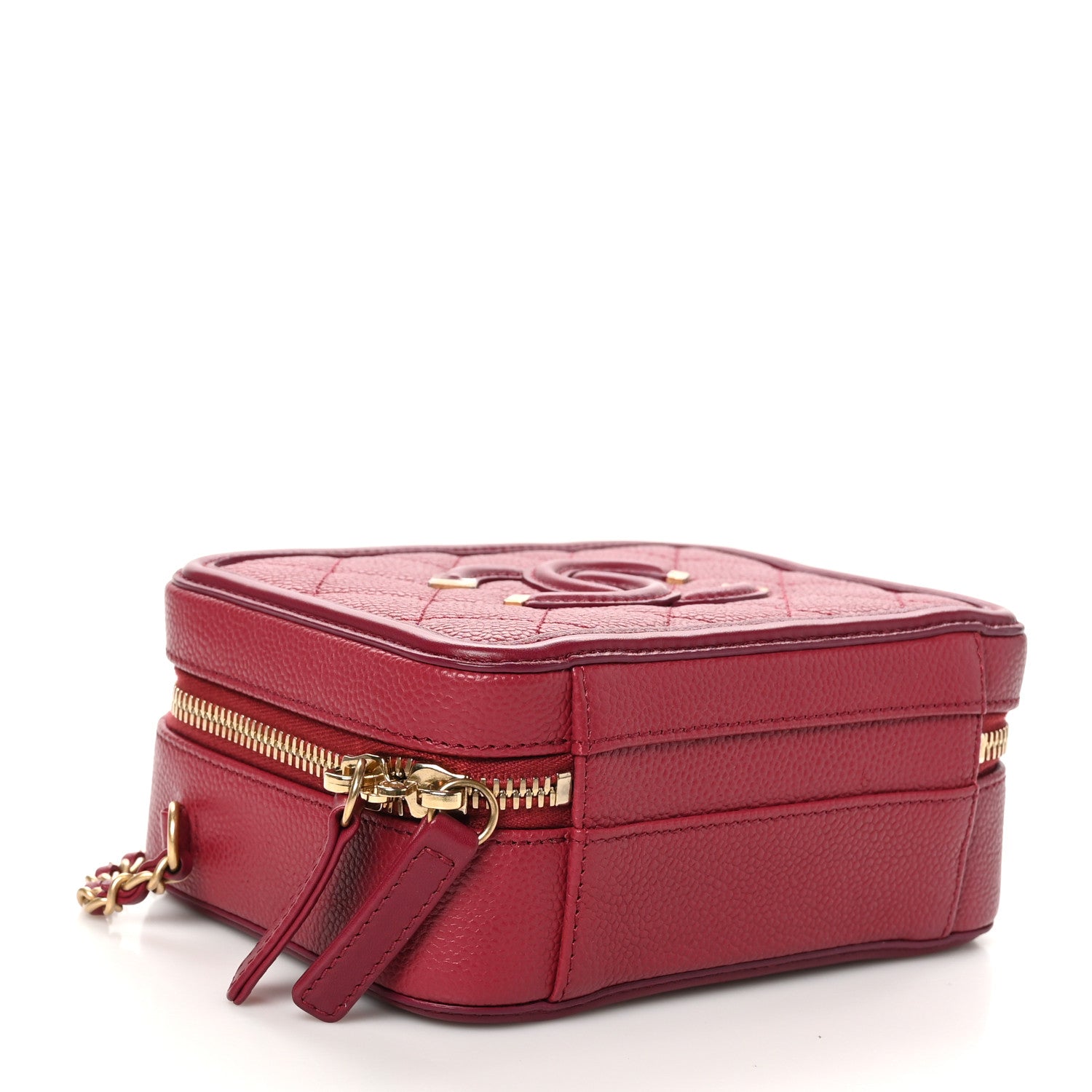 Chanel Caviar Quilted Small CC Filigree Vanity Case Burgundy 4 of 10