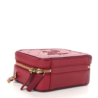 Chanel Caviar Quilted Small CC Filigree Vanity Case Burgundy 4 of 10