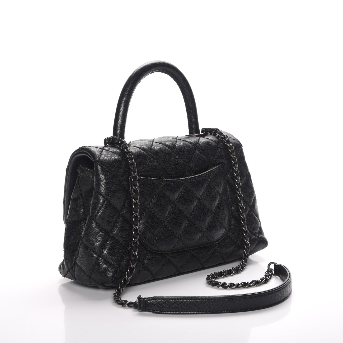Caviar Quilted Mini Coco Handle Flap Black