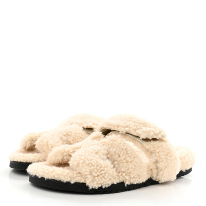 Hermes Woolskin Womens Chypre Sandals 40 Ecru 4 of 9