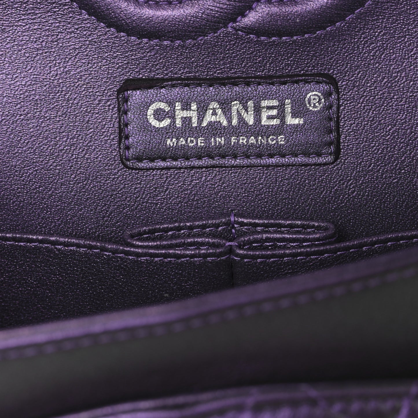 Iridescent Lambskin Quilted Medium Double Flap Dark Purple