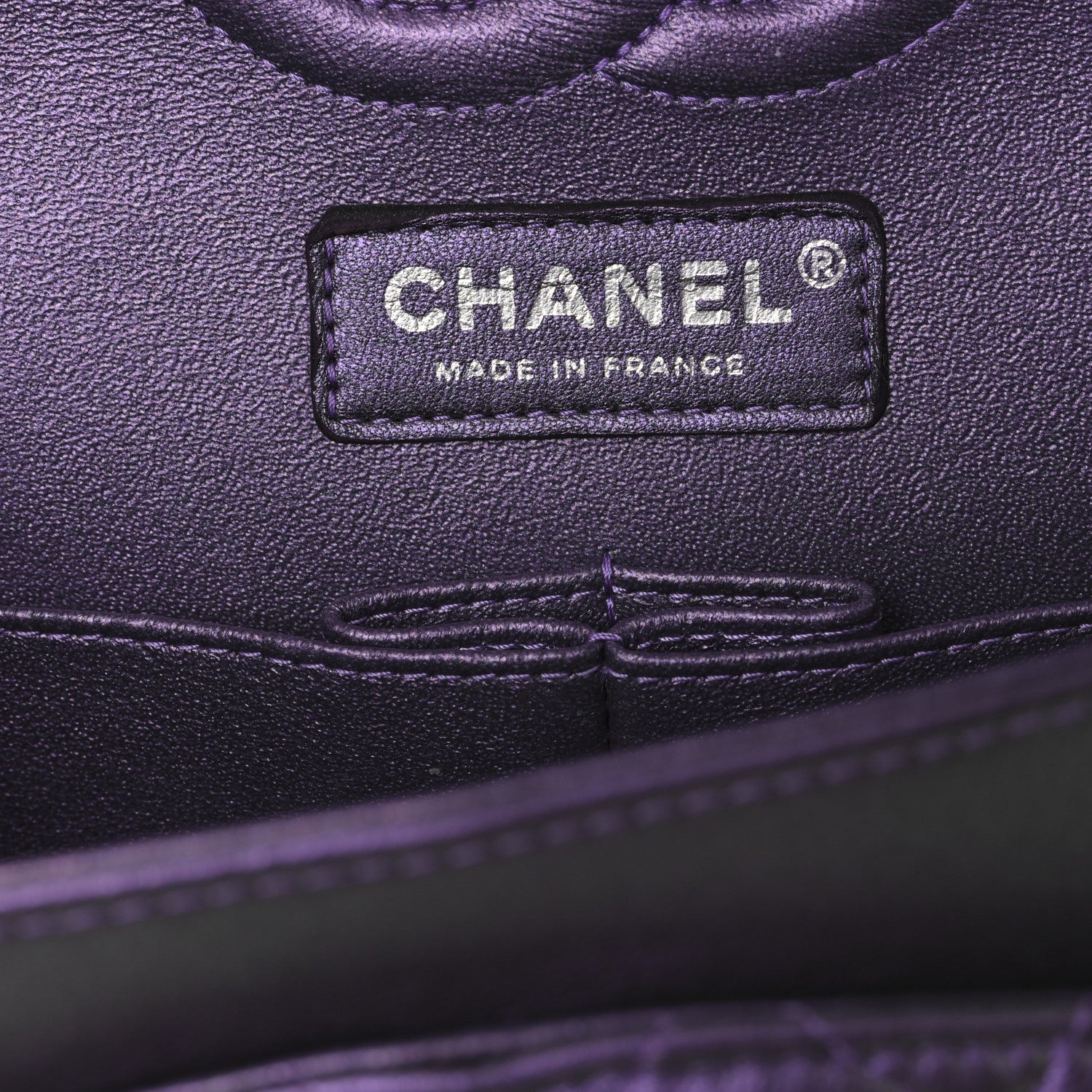 Chanel Iridescent Lambskin Quilted Medium Double Flap Dark Purple 6 of 9