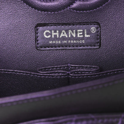 Chanel Iridescent Lambskin Quilted Medium Double Flap Dark Purple 6 of 9