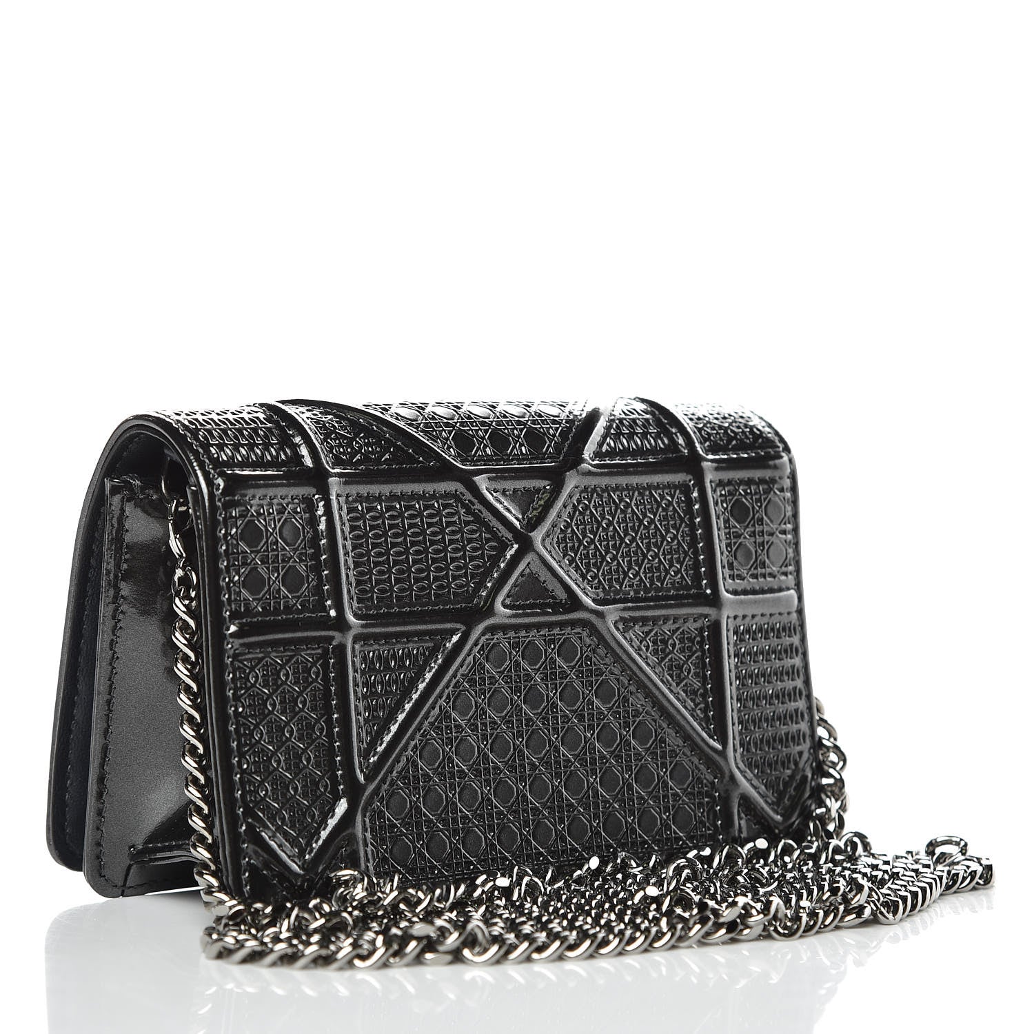 Christian Dior Metallic Patent Micro-Cannage Baby Diorama Flap Bag Onyx Black 3 of 10