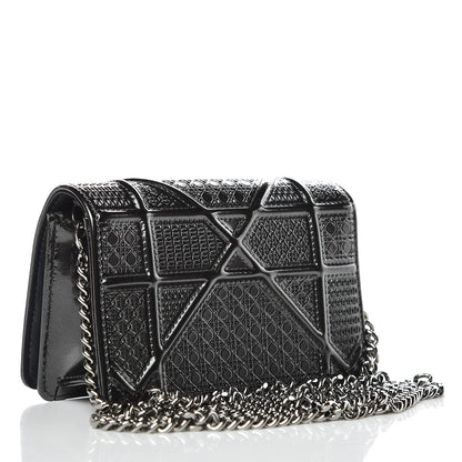 Christian Dior Metallic Patent Micro-Cannage Baby Diorama Flap Bag Onyx Black 3 of 10