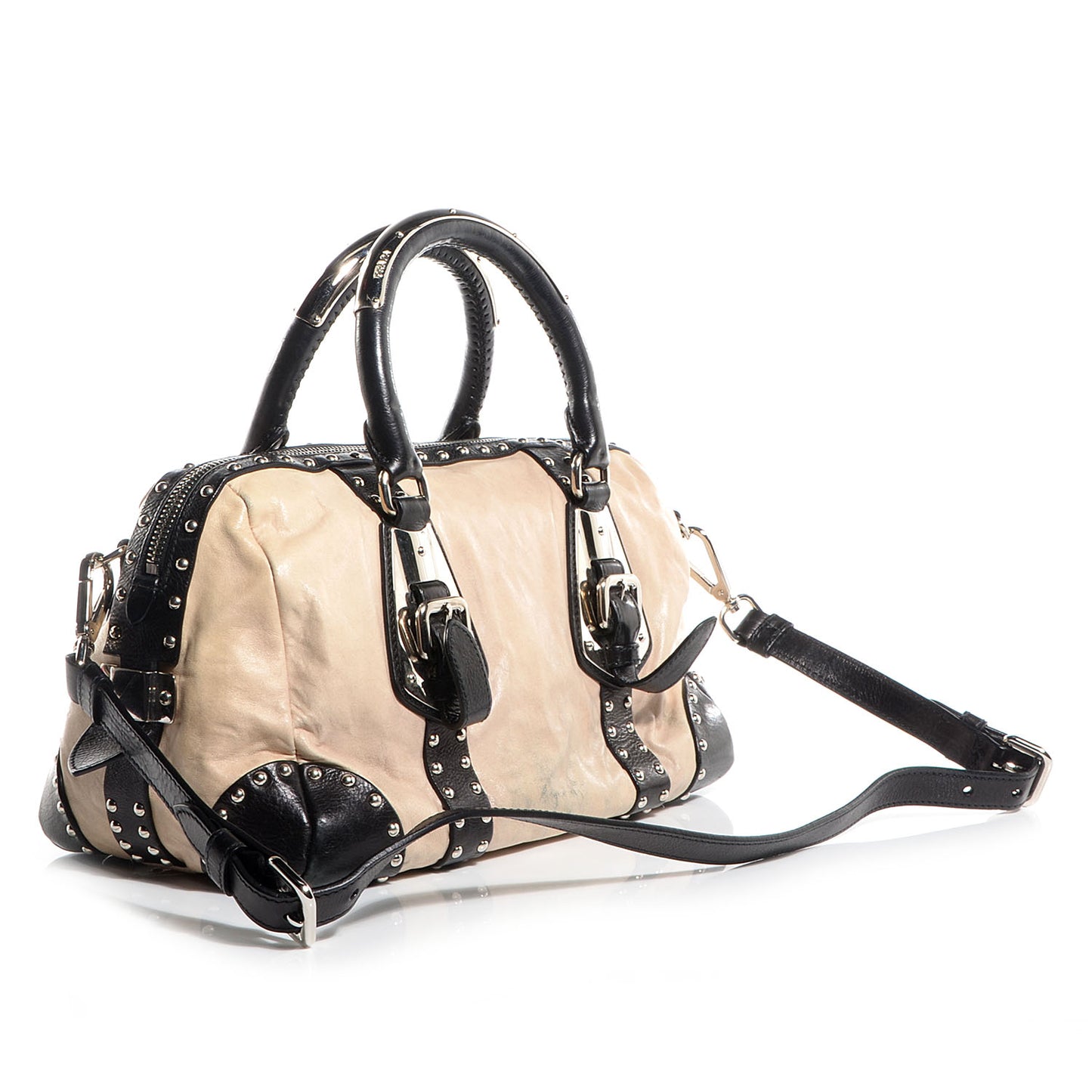 Nappa Small Studded Trunk Bag Talco Black