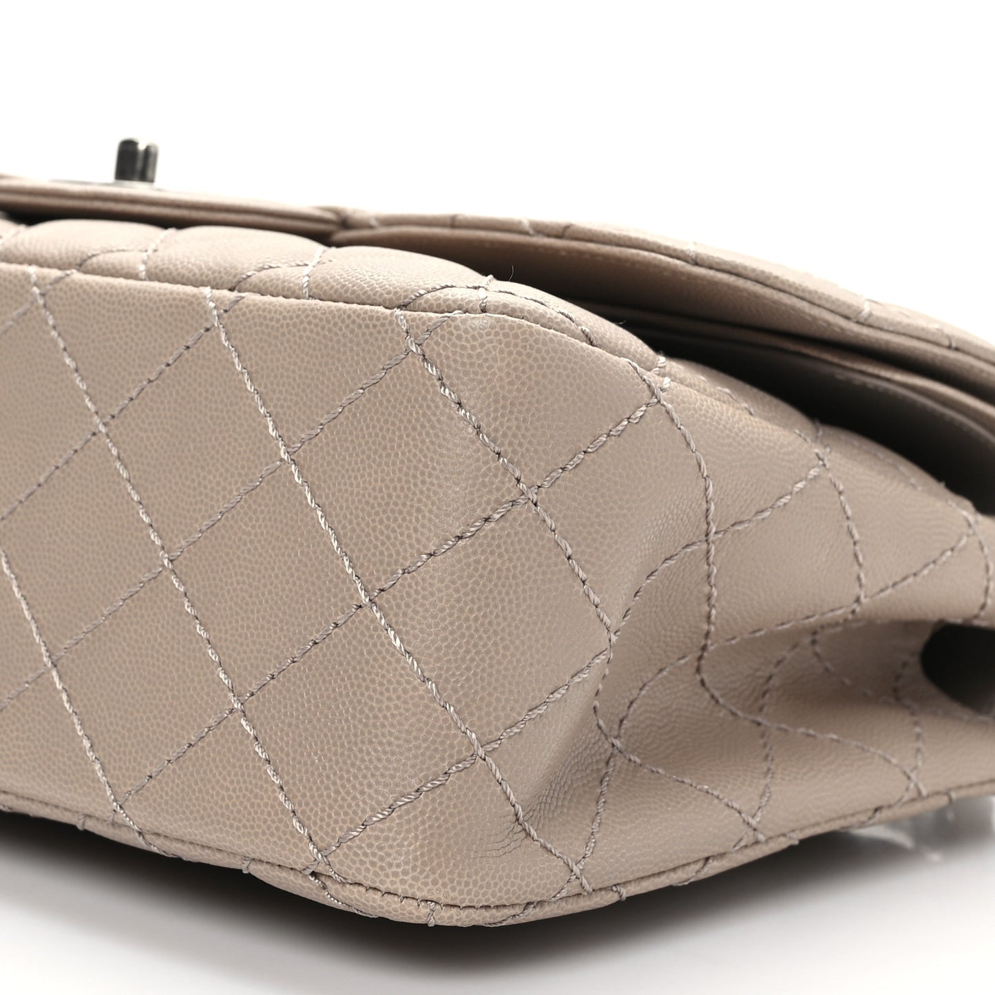 Washed Caviar Quilted Jumbo Double Flap Taupe