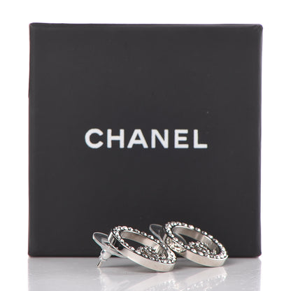Chanel Crystal CC Round Earrings Silver 5 of 5