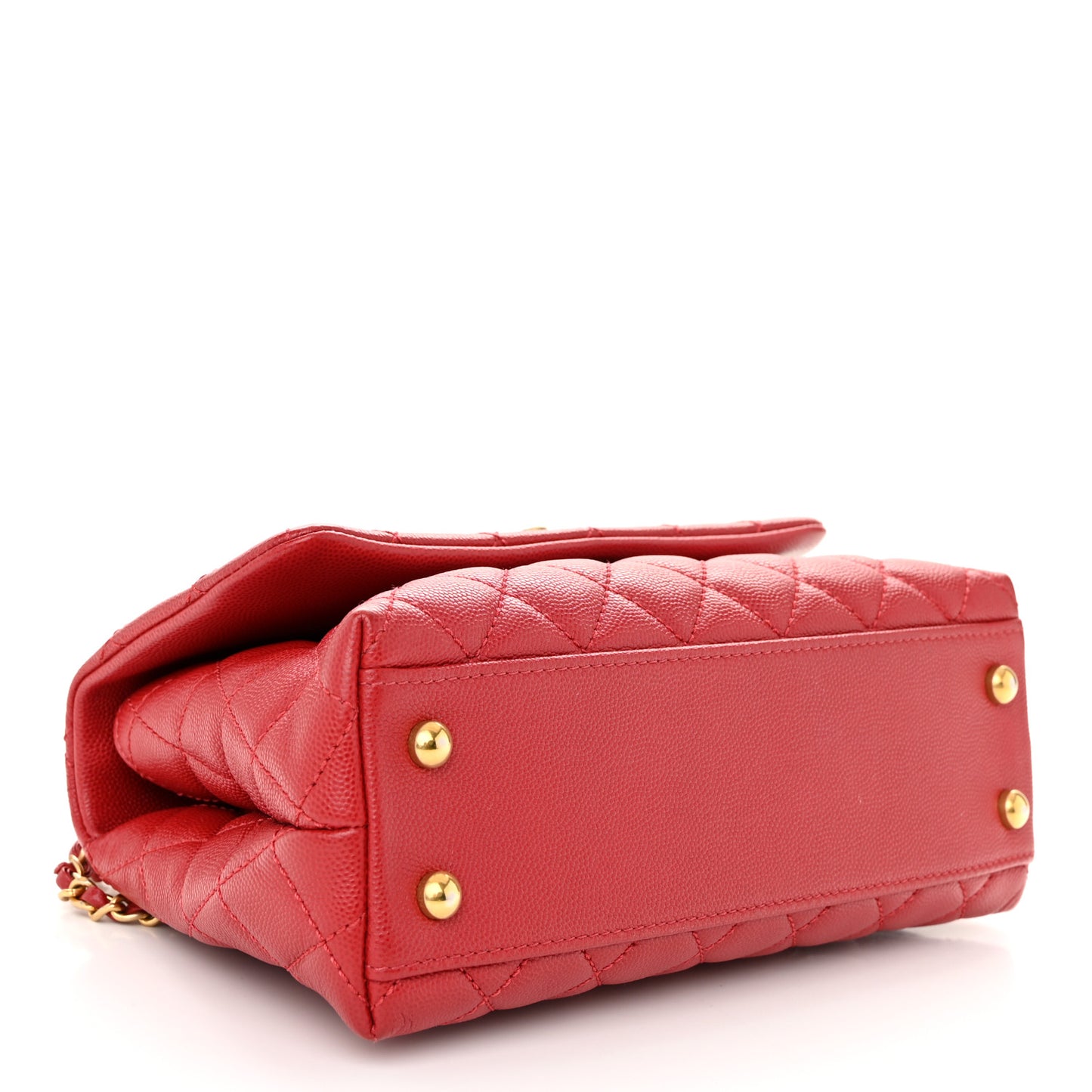 Caviar Quilted Mini Coco Handle Flap Red