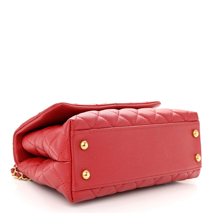 Chanel Caviar Quilted Mini Coco Handle Flap Red 4 of 10