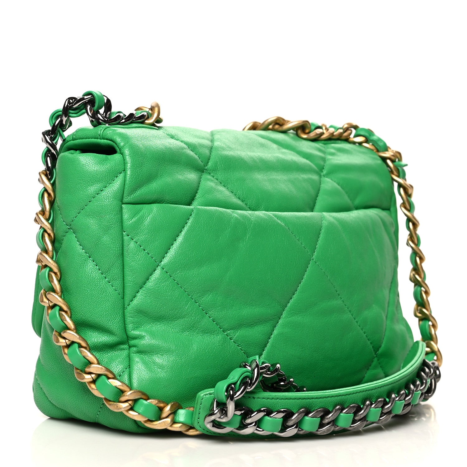 Chanel Lambskin Quilted Medium Chanel 19 Flap Green 3 of 10