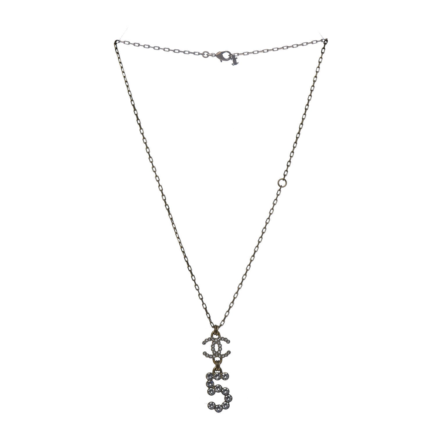 Chanel Crystal City of Light CC Necklace Pendant Gold 3 of 5