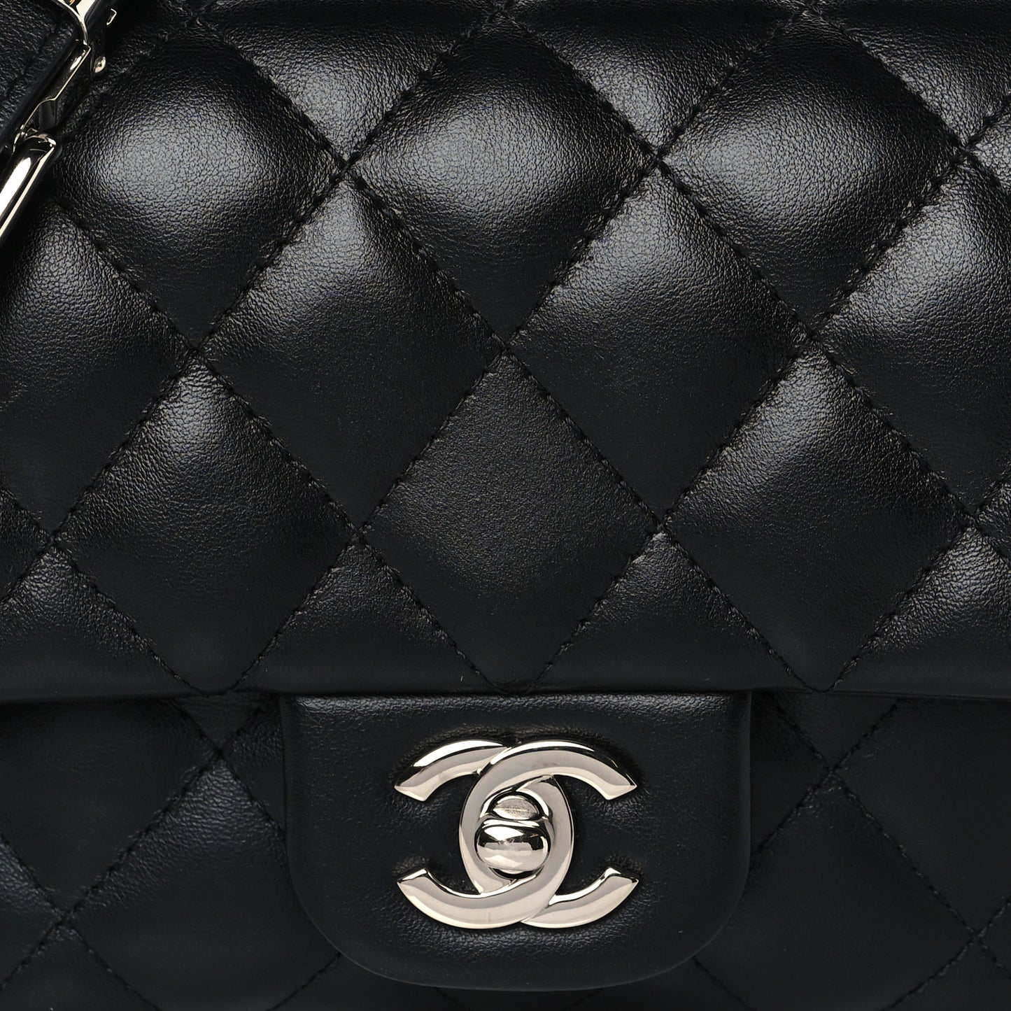 Calfskin Quilted CC Uniform Flap Belt Bag Black