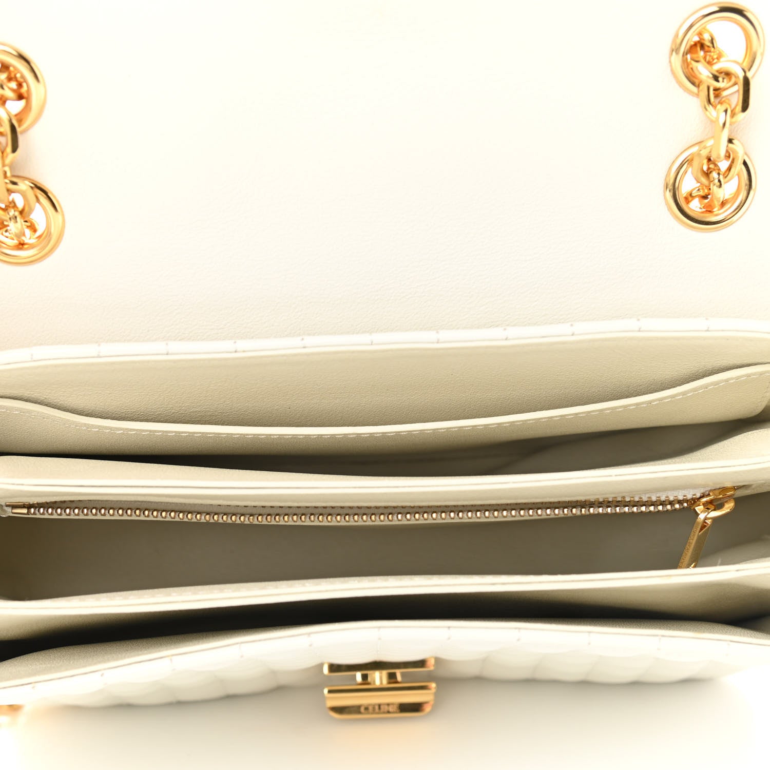 Celine Calfskin Quilted Medium C Bag White 5 of 9