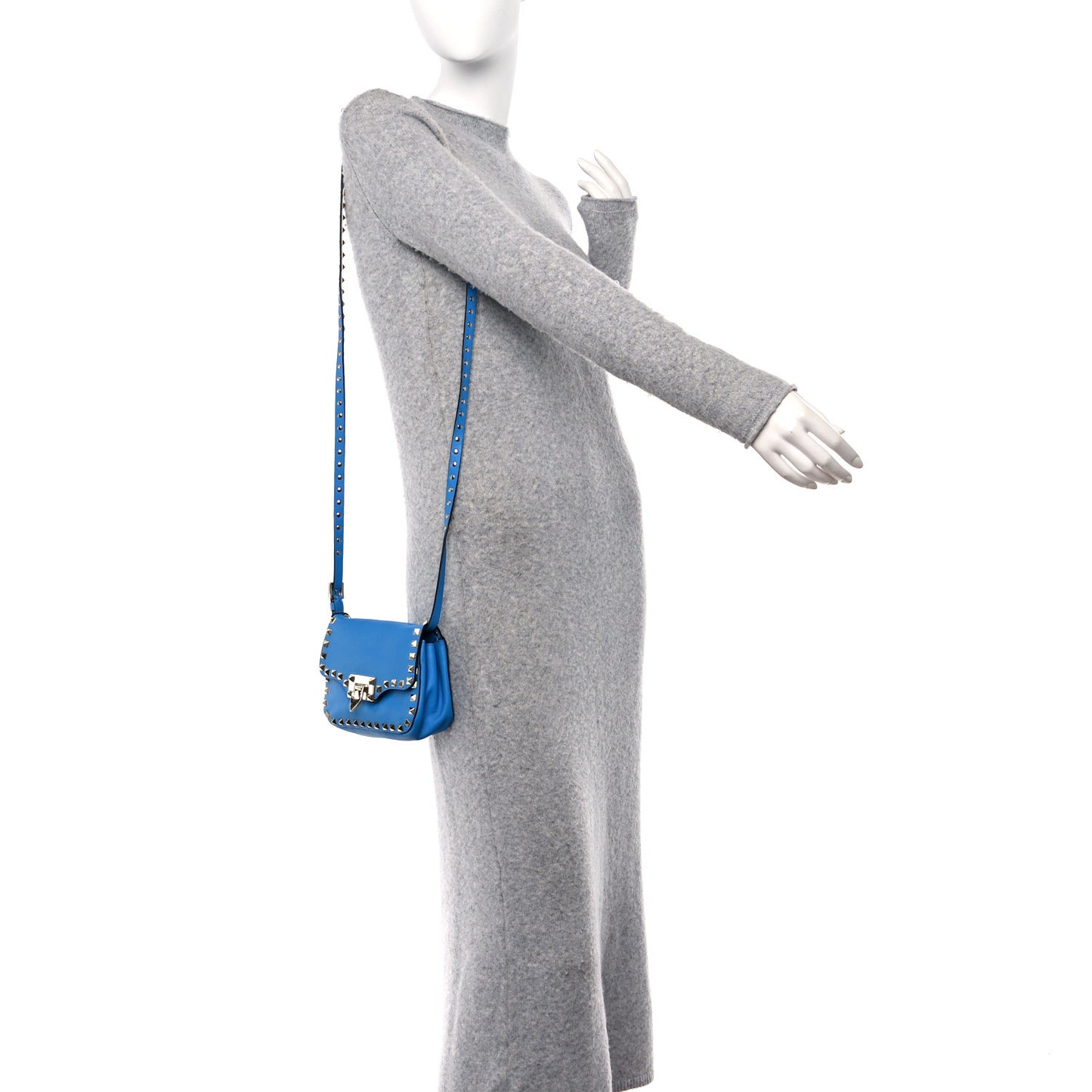 Vitello Mini Rockstud Flap Saddle Crossbody Bag Parrot