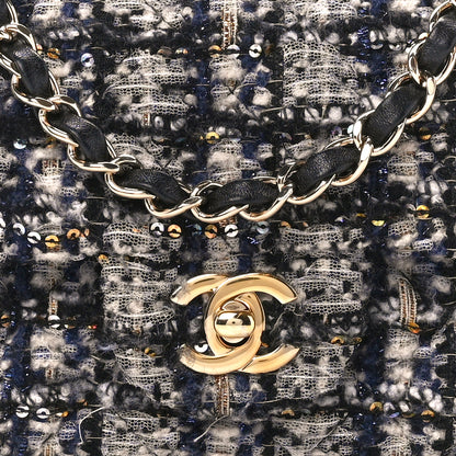 Chanel Glittered Tweed Quilted Mini Rectangular Flap Navy Blue 9 of 11