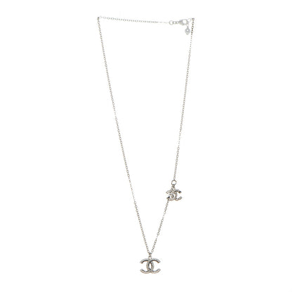 Chanel Crystal Double CC Necklace Black Dark Silver 3 of 5