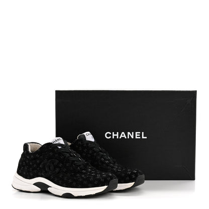 Chanel Suede Calfskin Printed CC Sneakers 35 Black 10 of 10