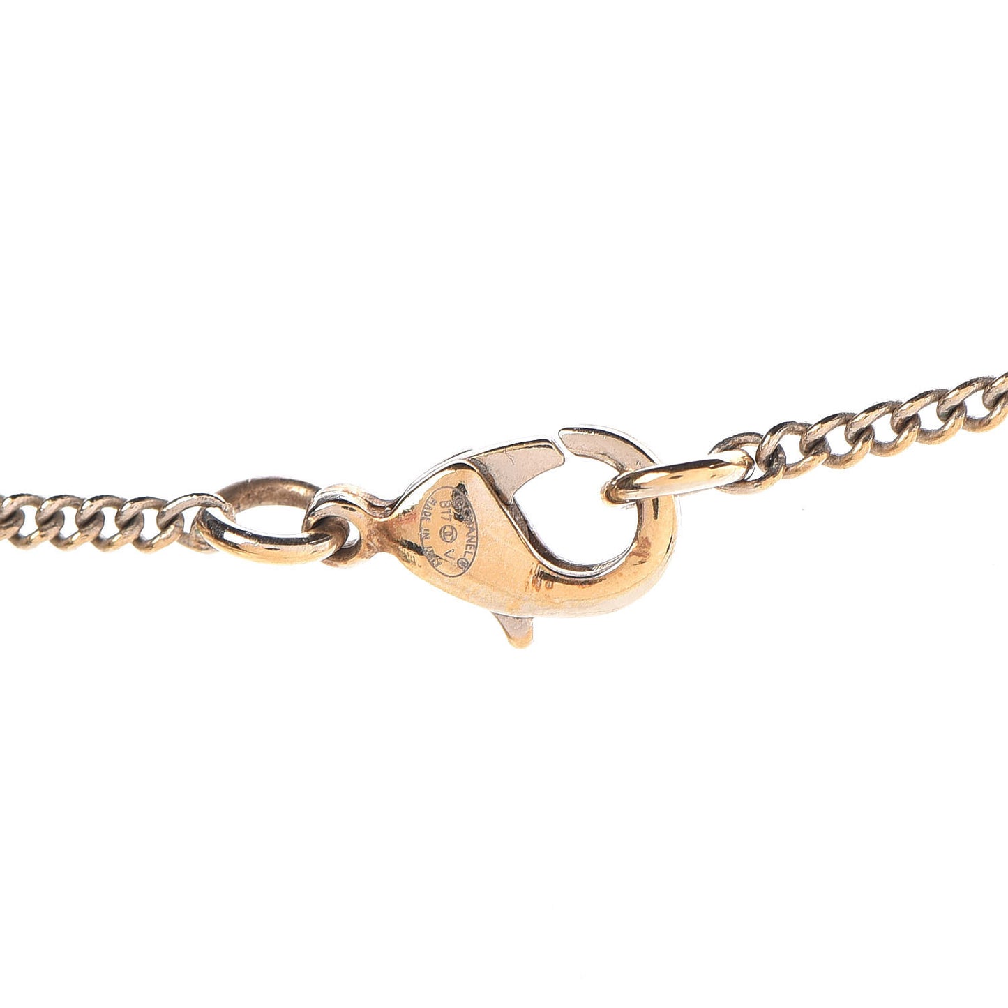 Baguette Crystal Quilted CC Pendant Necklace Gold