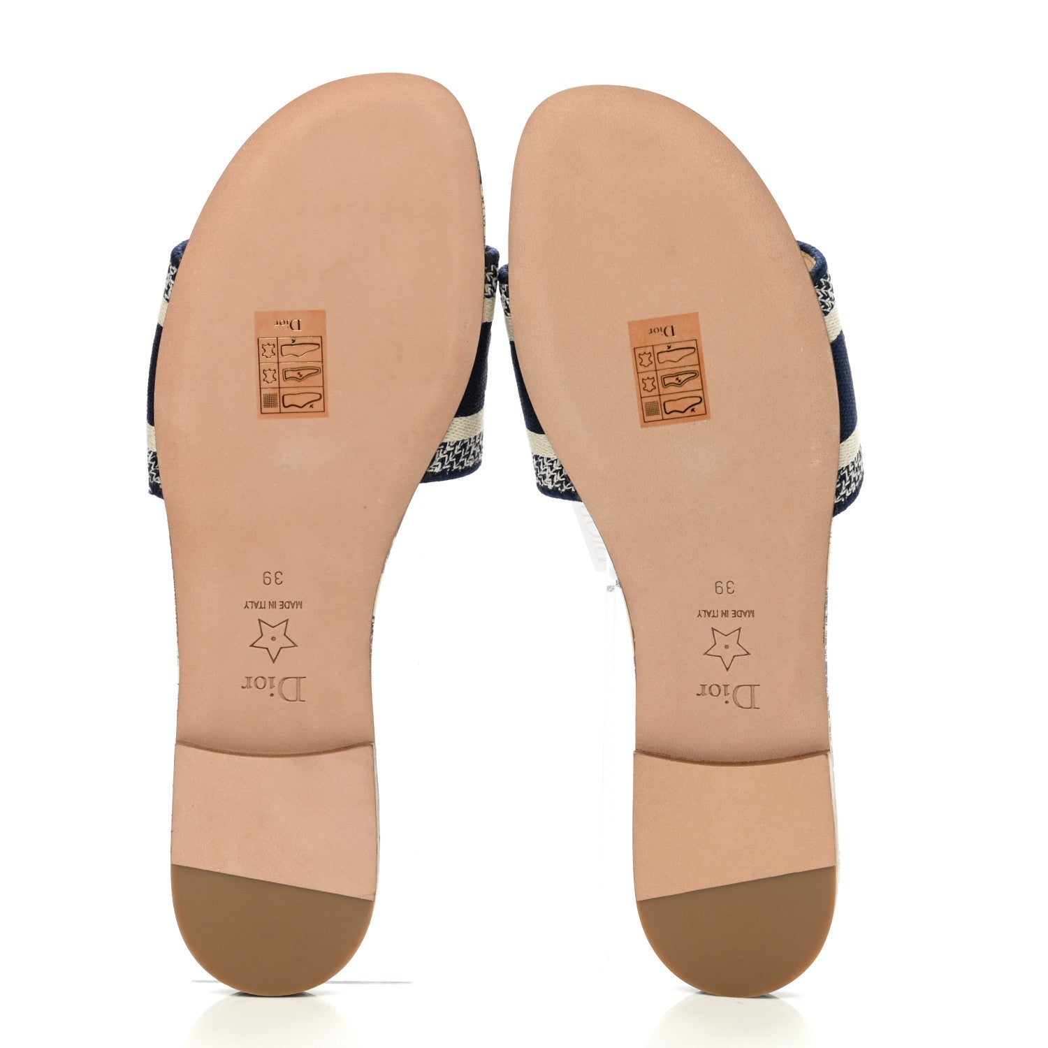 Christian Dior Canvas Toile de Jouy Embroidered Dway Flat Slide Sandals 39 Blue 5 of 9