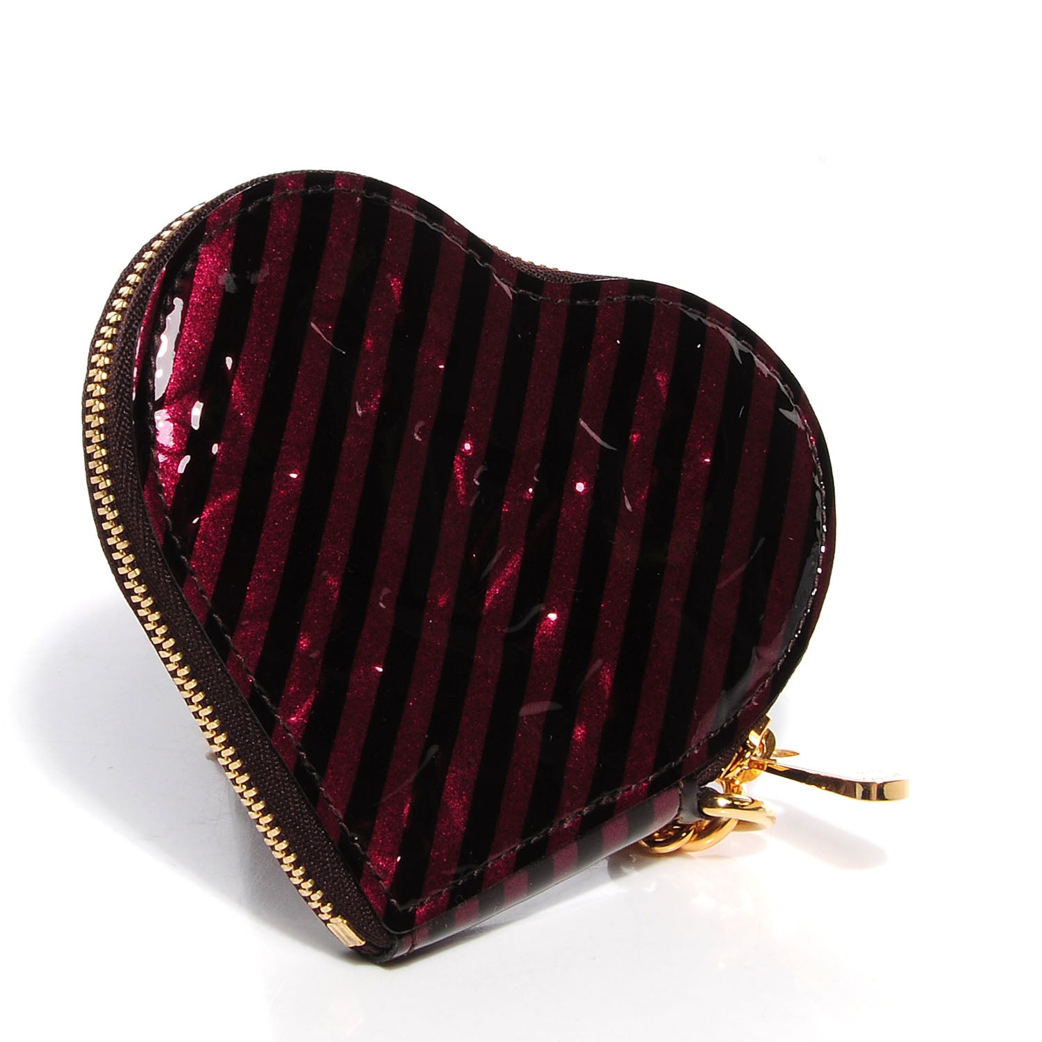 Louis Vuitton Vernis Rayures Coeur Heart Coin Purse Amarante 3 of 8