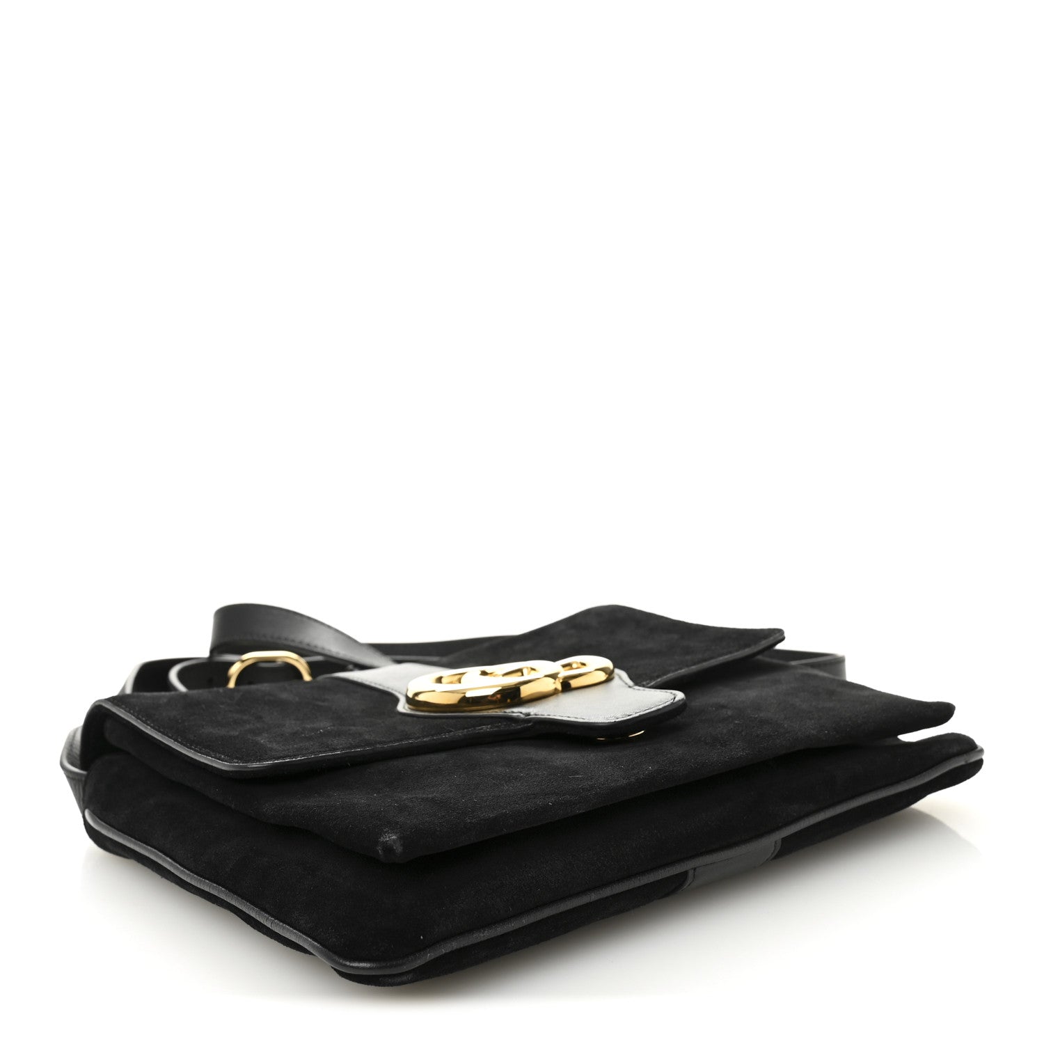 Gucci Suede Medium Arli Flap Shoulder Bag Black 4 of 10