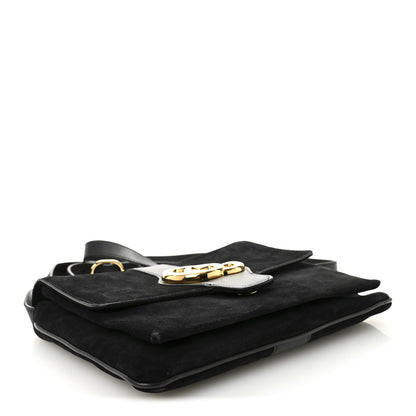 Gucci Suede Medium Arli Flap Shoulder Bag Black 4 of 10