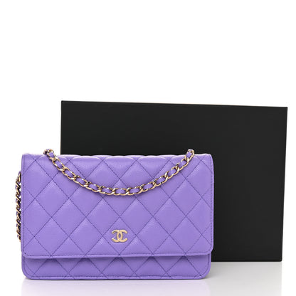 Chanel Caviar Quilted Wallet on Chain WOC Purple 13 of 13