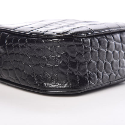 Alexander McQueen Calfskin Crocodile Embossed Mini Camera Shoulder Bag Black 5 of 10