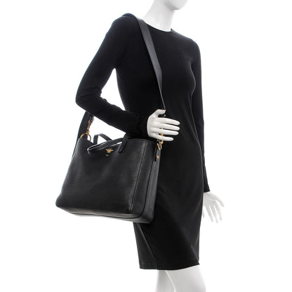 Christian Dior Grained Calfskin D-Bee Shopper Black 2 of 8