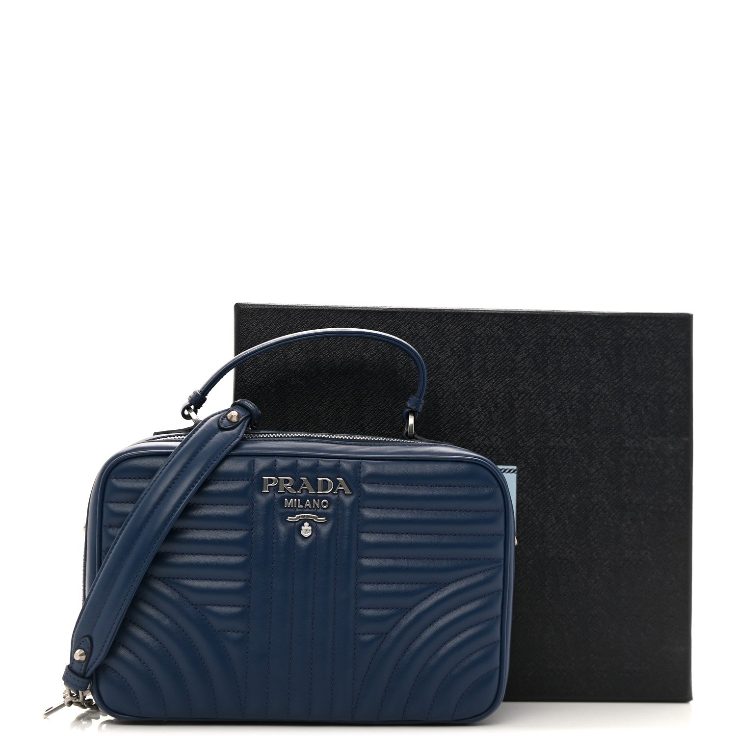 Prada Soft Calfskin Impunture Diagramme Camera Bag Bluette 12 of 12
