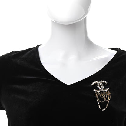 Chanel Metal Crystal Bow-tiful CC Chain Brooch Gold 2 of 5