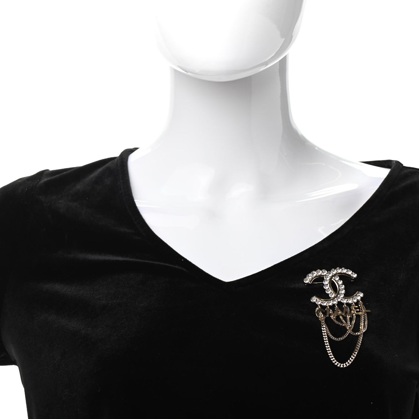 Metal Crystal Bow-tiful CC Chain Brooch Gold