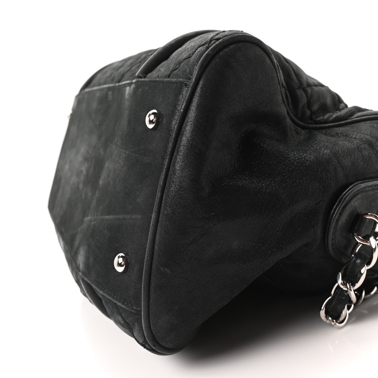 Chanel Iridescent Calfskin Quilted Relax CC Bowler Bag Black 10 of 10