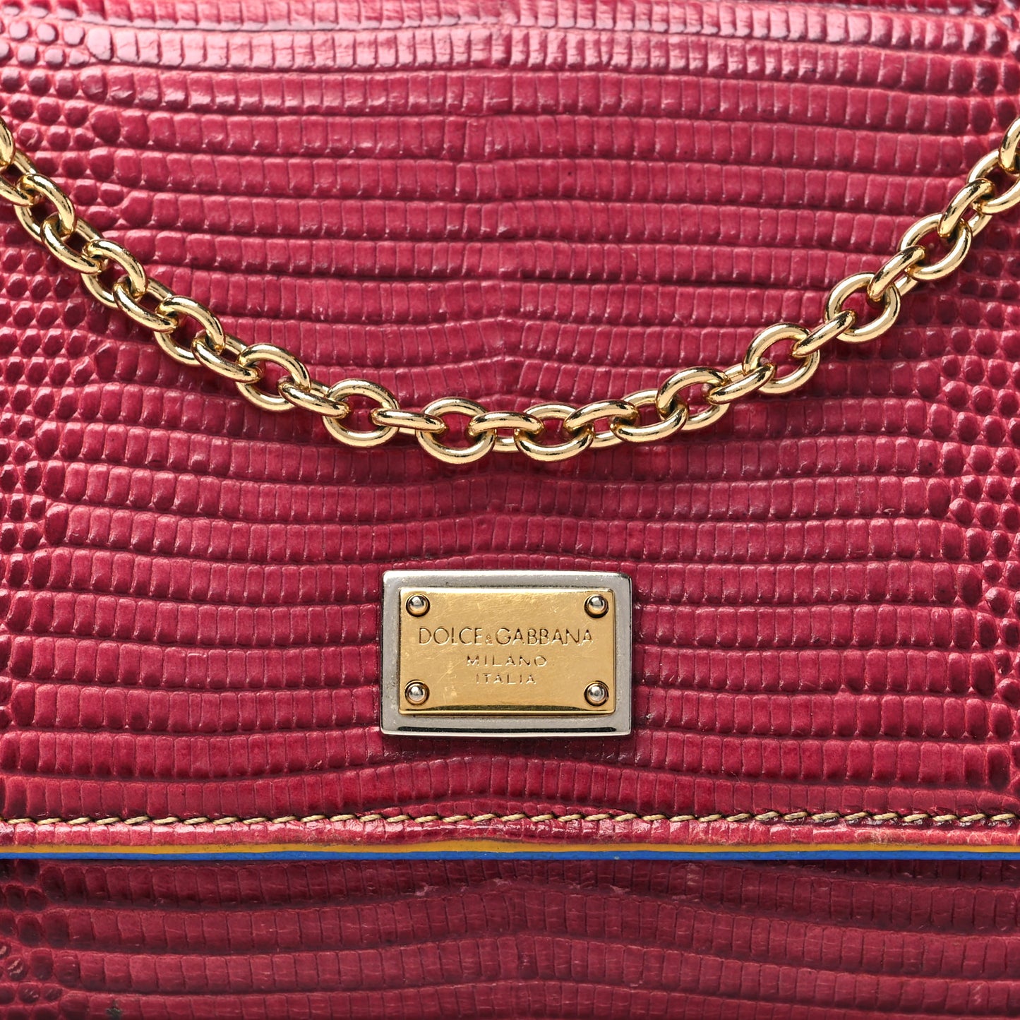 Dauphine Stampa Iguana Mini Miss Sicily Chain Phone Case Wallet Red Multicolor