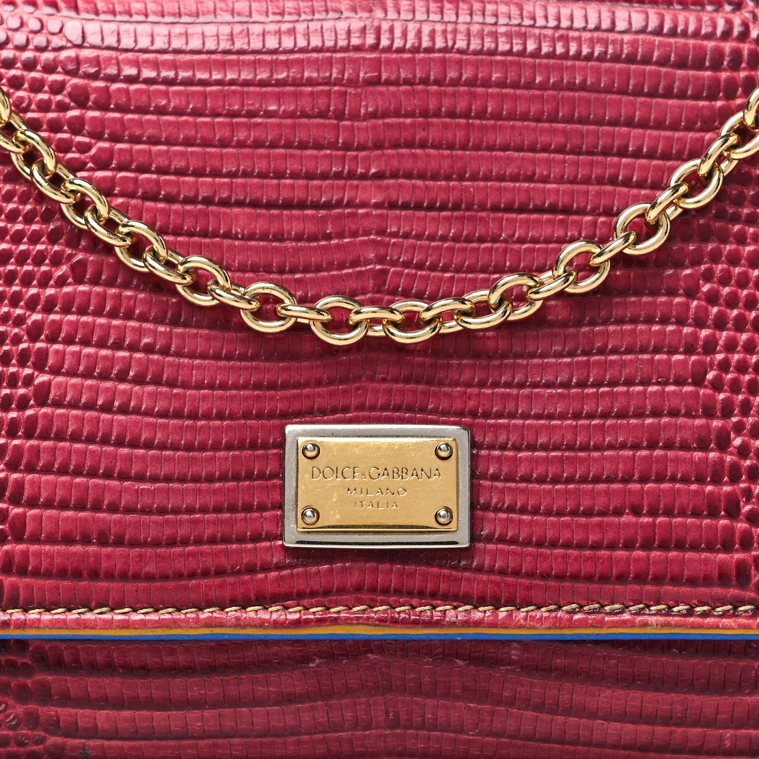 Dolce & Gabbana Dauphine Stampa Iguana Mini Miss Sicily Chain Phone Case Wallet Red Multicolor 7 of 10